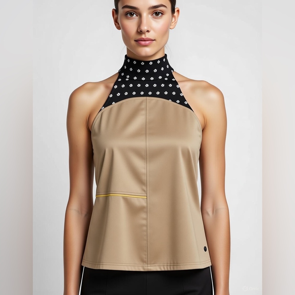 NWT FILA Wild Card High Neck Racerback Tank TOP IN  254 STUCCO / BLACK